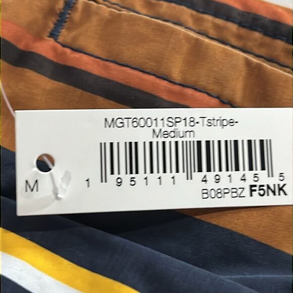 Goodthreads Mens 7 Swim Trunk | Tobacco Brown/Navy,‎ Stripe, Medium - Picture 4 of 5